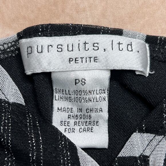 Vintage 90s Pursuits ltd. Geometric Metallic Tank Top Black Gray Party Mod Disco - Picture 3 of 6